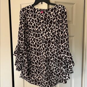 Vince Camuto Animal Print Blouse with Ruffled Sleeves